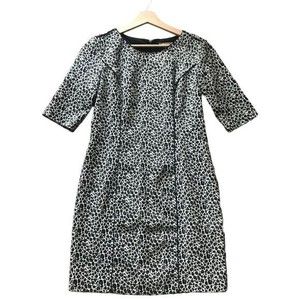 BANANA REPUBLIC Dress Elbow Length Sleeves Zip Back Leopard Print Size 6P